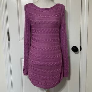 Lauren Ralph Lauren Purple Cable Knit Sweater Dress Cottagecore Layering Chic